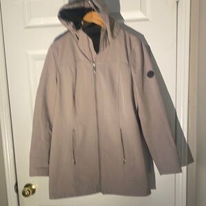 Andrew Marc Women's Beige Hooded Utility Jacket